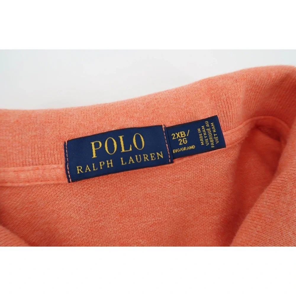 Polo Ralph Lauren Men's 2XB Orange Solid Short Sleeve Polo Pony Shirt 2X Big‎
